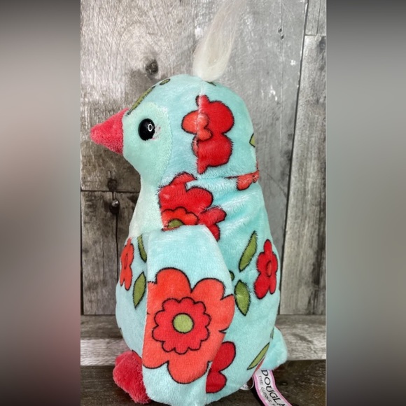Douglas Cuddle Toy Valery Aqua Blue Flower Penguin Fuzzles Plush Bird - Picture 4 of 10